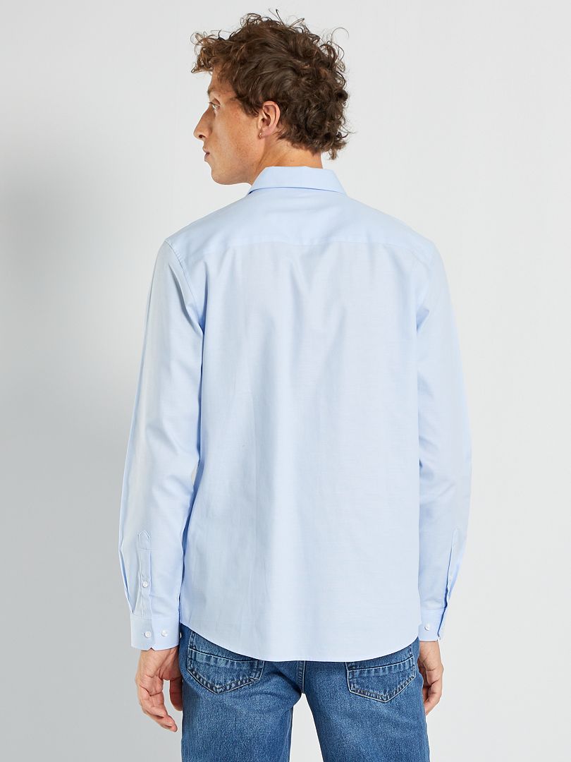 Effen, recht model overhemd - BLAUW