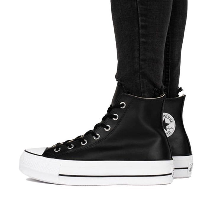 Baskets Femme Converse All Star Platform en Cuir Noir