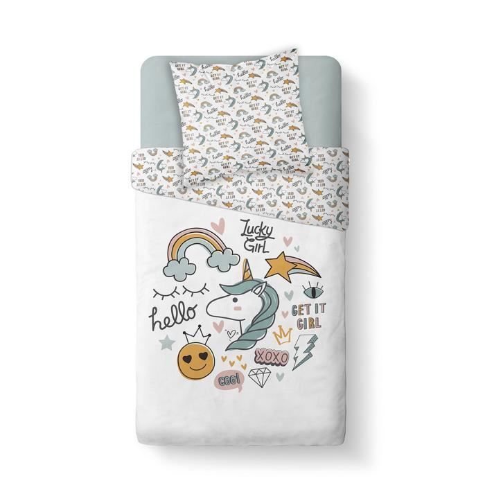 Housse de couette enfant 140x200 cm - Kids Kool 1.11 - Motifs - Bleu - Naturelle