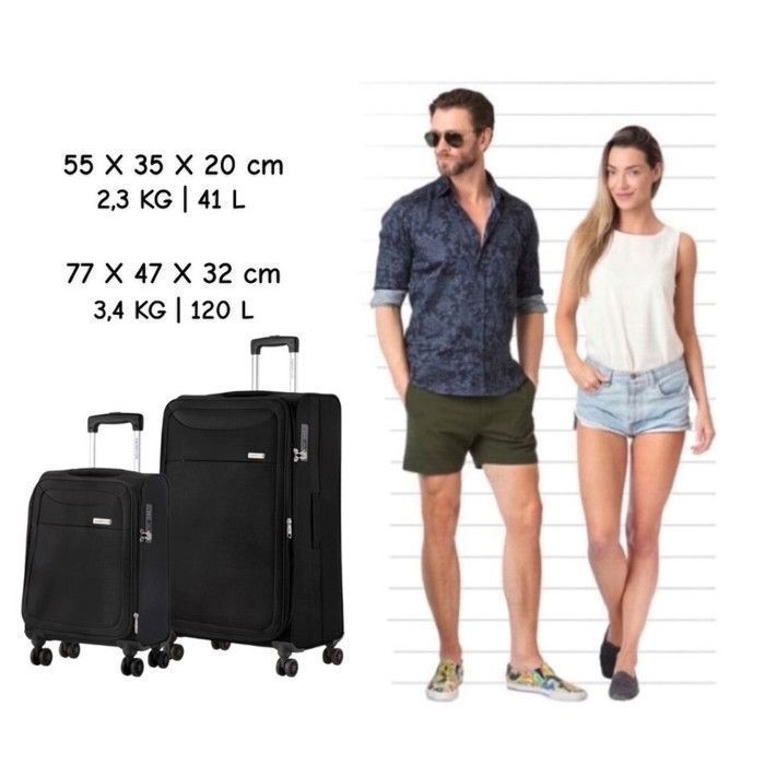 Conjunto de 2 malas de bordo CarryOn Air - Pretas. Mala de bordo expansível com amplo espaço interno.