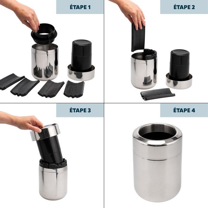 bremermann Rafraîchisseur de bouteille en acier inoxydable avec accumulateurs, refroidisseur pour bouteilles de 750 ml, rond