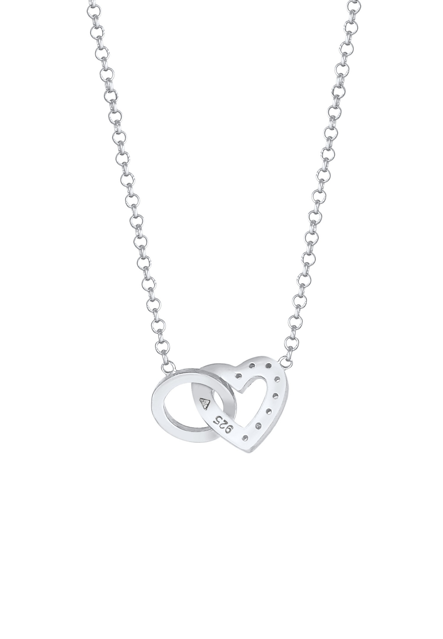 Elli DIAMONDS Pendentif coeur dame amour avec diamant (0,04 ct.) en argent sterling 925