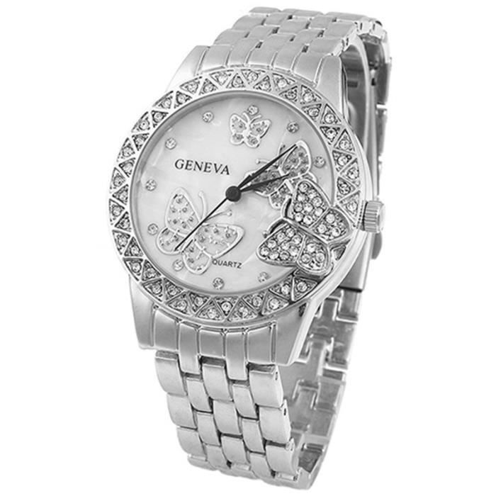 Orologio da donna SHARPHY con strass, bracciale in argento con farfalla GENEVA, marchio di lusso, regalo perfetto.
