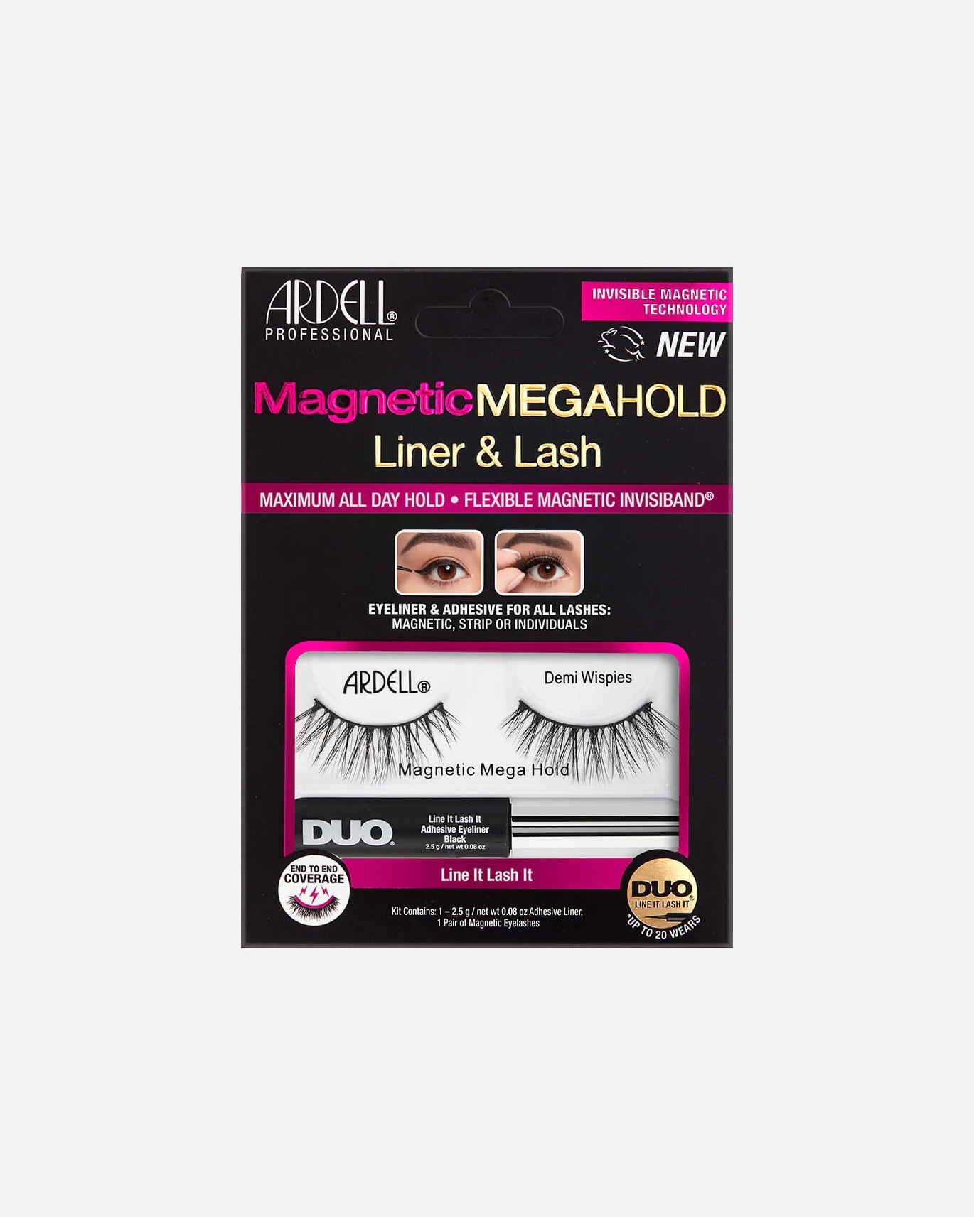 Ardell Faux-cils magnétiques MegaHold Demi Wispies Ardell et Colle Eyeliner Duo