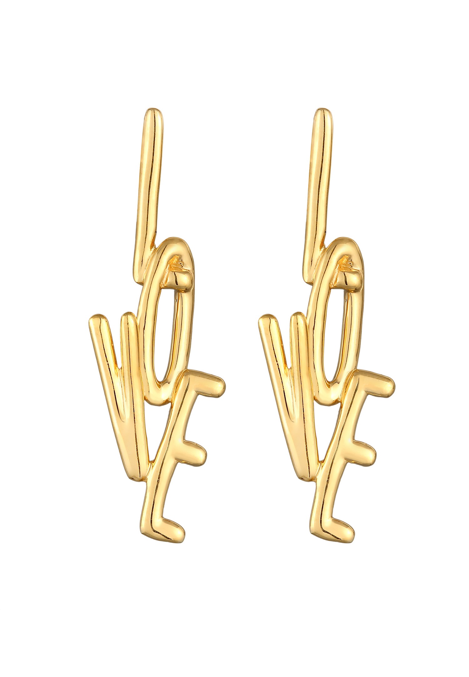 Elli Femmes clous d'oreilles Love Amour en argent sterling 925 plaqué or