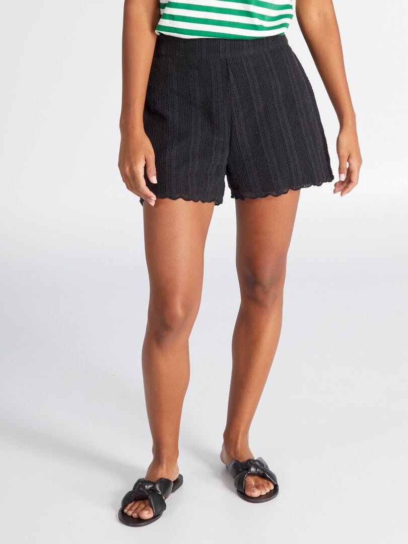 Shorts de crochê - Preto