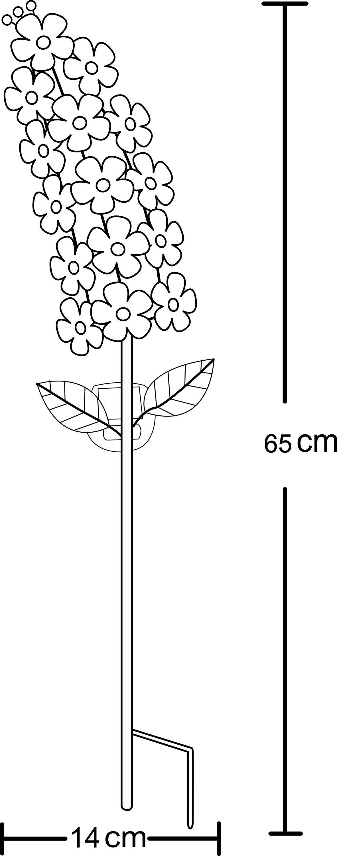 Décoration lumineuse solaire Violette - GALIX - G2622 - Métal - Hauteur 65 cm - 15 Micro LED - Blanc chaud - 3 Lumens