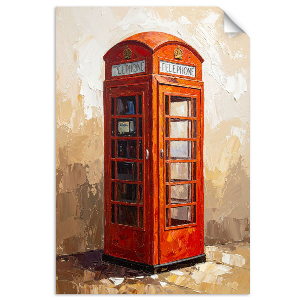 Plakat samoprzylepny do salonu Feeby Londyn Budka telefoniczna w beżu 20x30