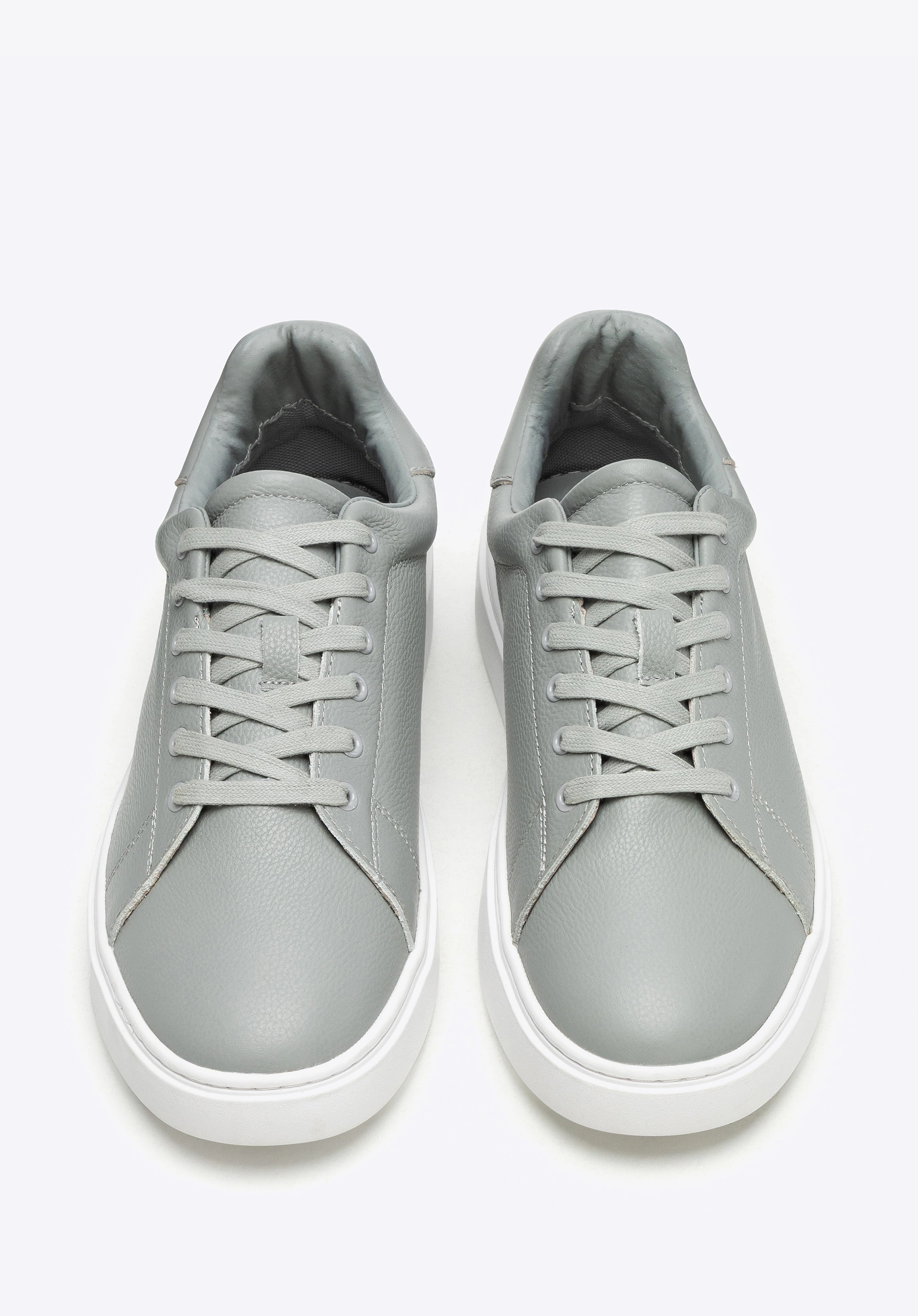 Męskie sneakersy ze skóry naturalnej licowej szare