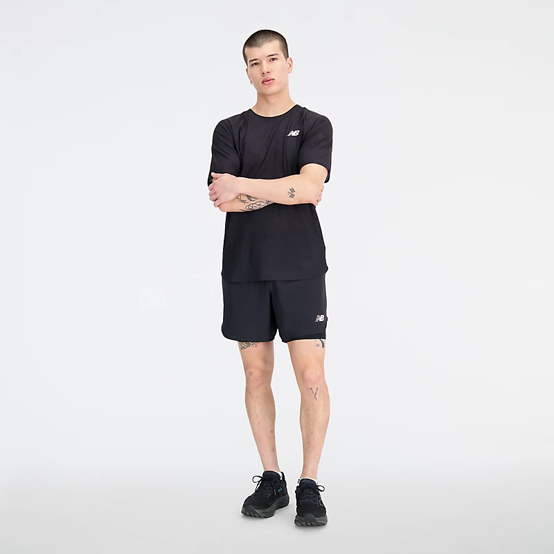 Koszulka meska Q Speed Jacquard z krótkim rękawem - CZARNY