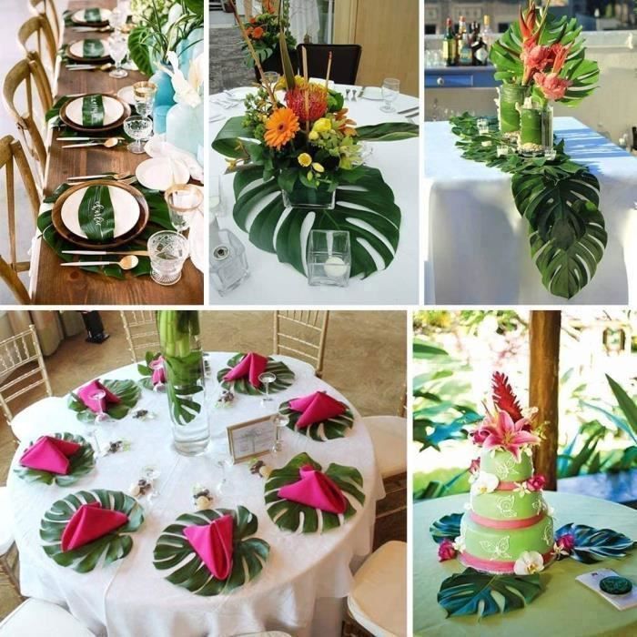 Hojas Tropicales Artificiales - BIGILANTUH - 48 piezas en 6 tipos diferentes - Tela suave y ligera