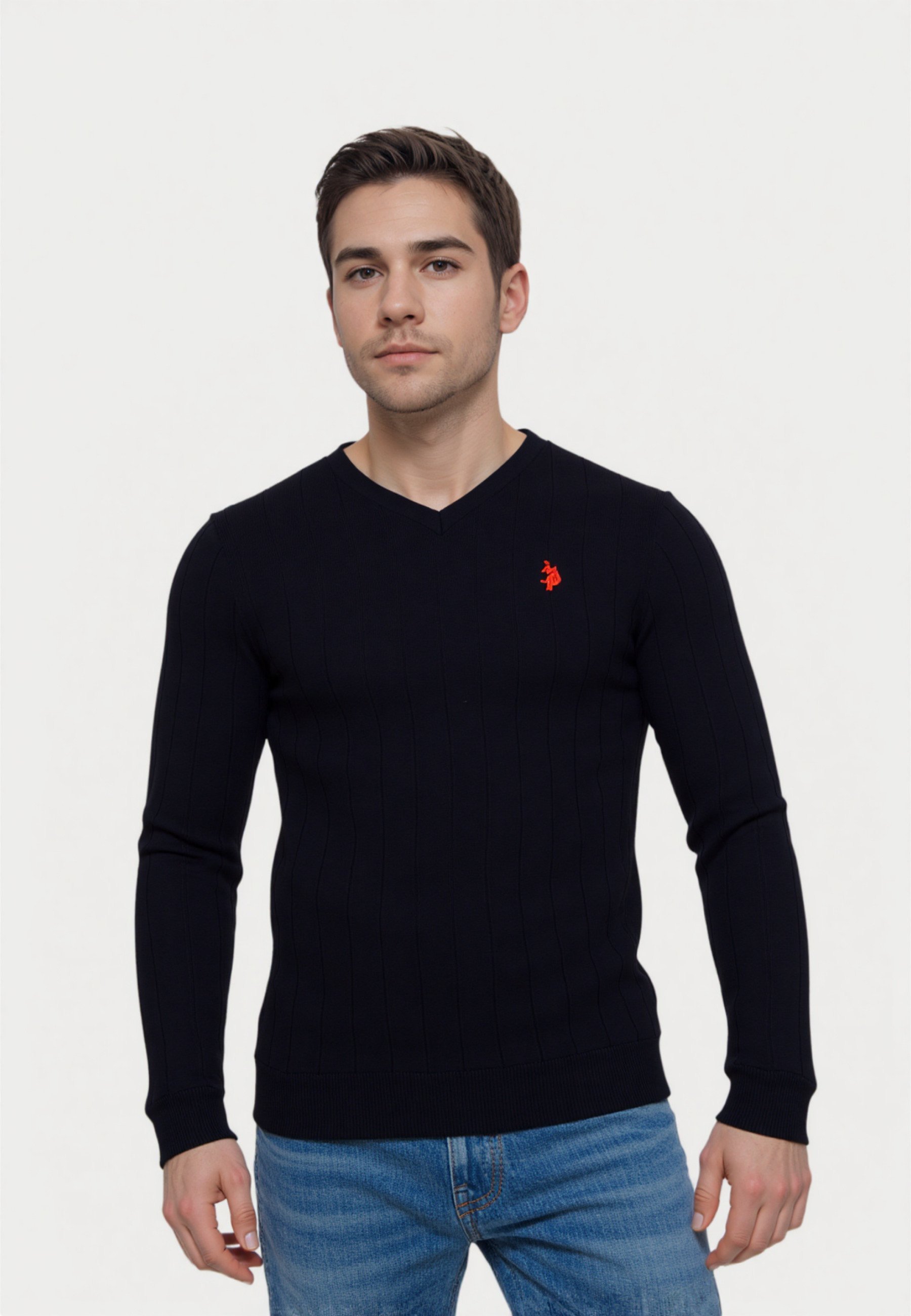 Maglione US Polo Assn. con scollo a V - nero