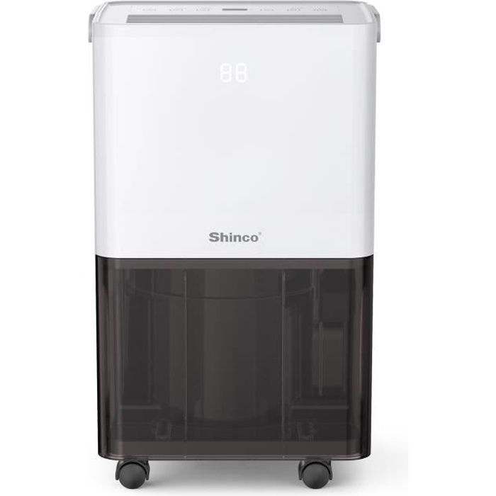 SHINCO Déshumidificateur d'air Silencieux 12L/Jour, Pour Max 18 , Fonction de déshumidification, Purification, Sèchage du linge
