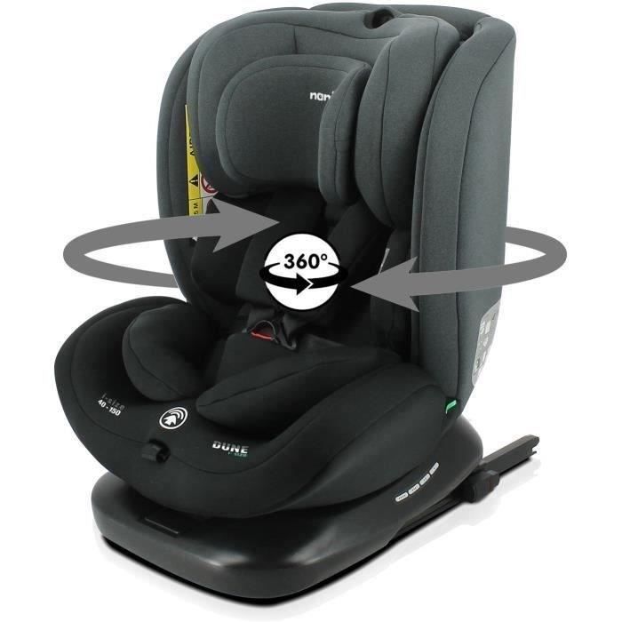 NANIA Siège auto isofix DUNE, Groupe 0/1/2/3, de 0 à 10 ans, 0-36 kg, 40-150 cm, R 129 – Têtière réglable - Inclinable - Pivotant -