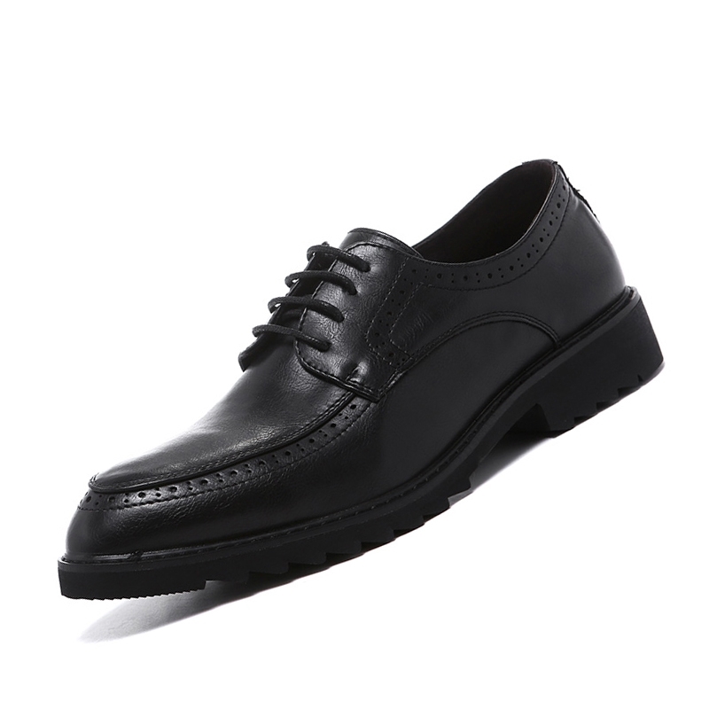Sapatos sociais masculinos de couro PU, modelo Bullock, com cadarço e bico fino, lançamento 2021, disponíveis nos tamanhos 38 a 44 (UE).