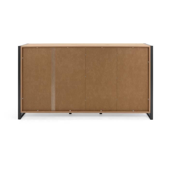 DENVER Buffet with 3 doors and 3 drawers - Artisan oak finish / Anthracite - W 160 x D 40 x H 88 cm