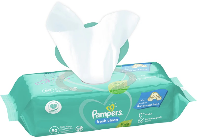Pampers Fresh Clean bērnu mitrās salvetes jutīgai ādai