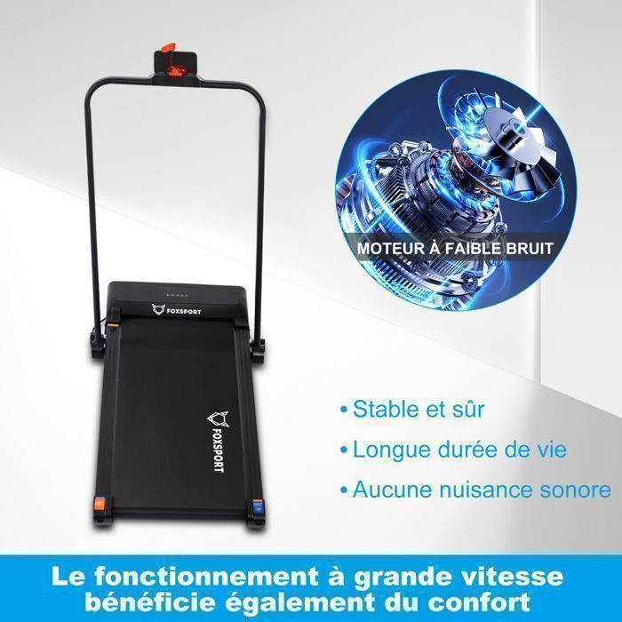 Cinta de correr plegable FOXSPORT - Alfombrilla para caminar - Velocidad 1-10 km/h - Pantalla LED - Compacta y silenciosa con mando a distancia