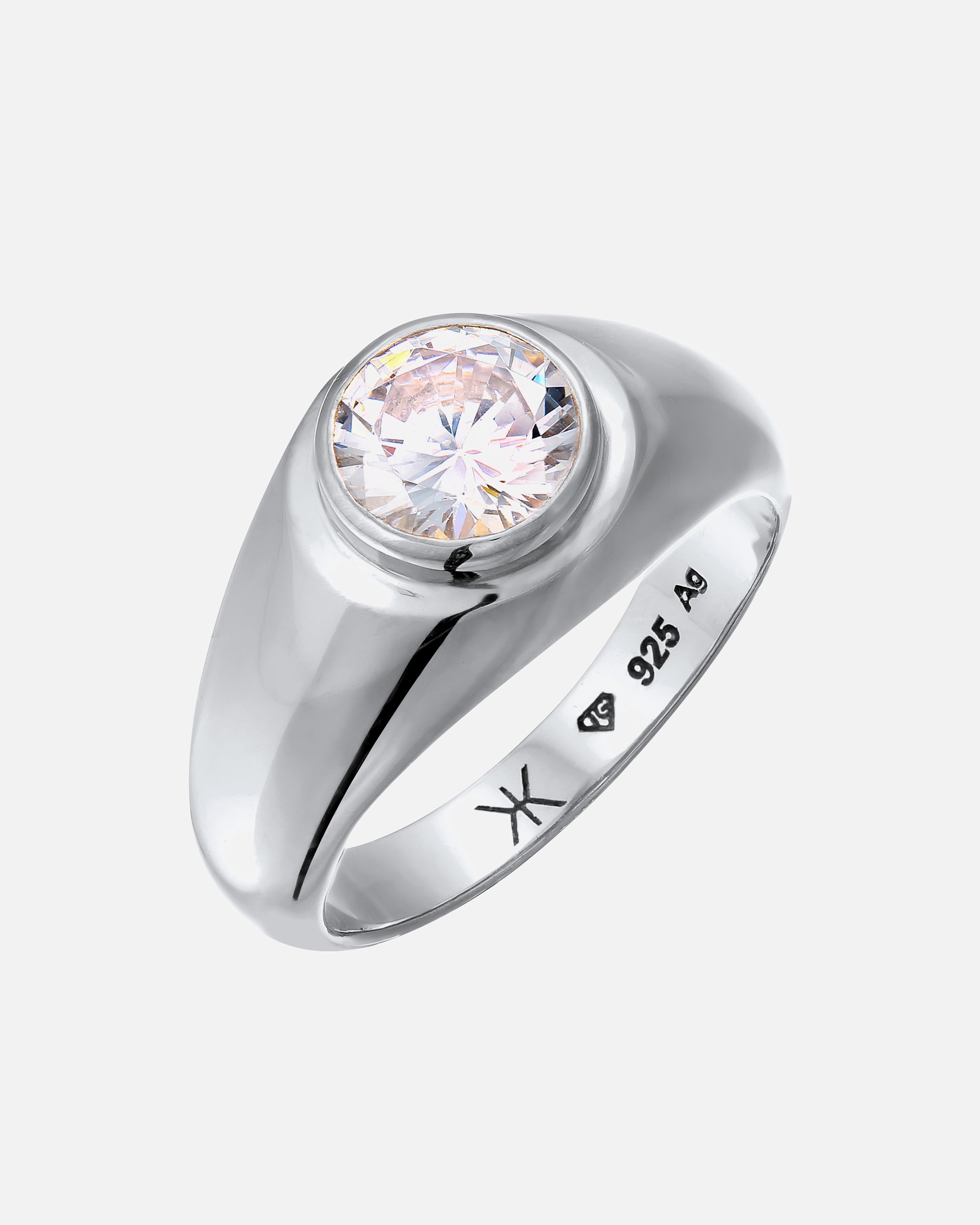 KUZZOI Kuzzoi Bague Hommes Unisexe Cristaux de zirconium Blanc Argent Sterling 925