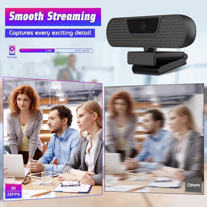 Webcam 4K - HOME FIT TRAINING - W8GS - 25 FPS - AI Réduction du Bruit - Autofocus 85°