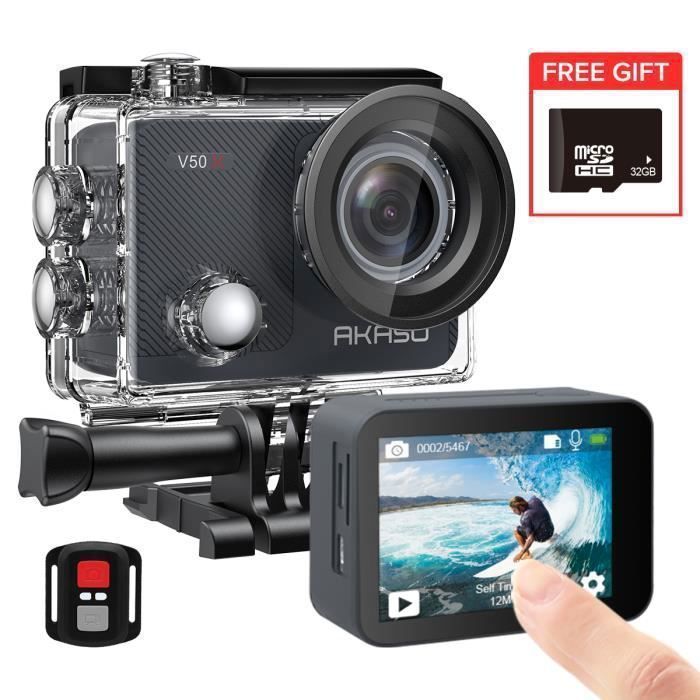Caméra Sport AKASO V50X Etanche 4k 20 Millions pixels Avec 32Go Carte mémoire Noir