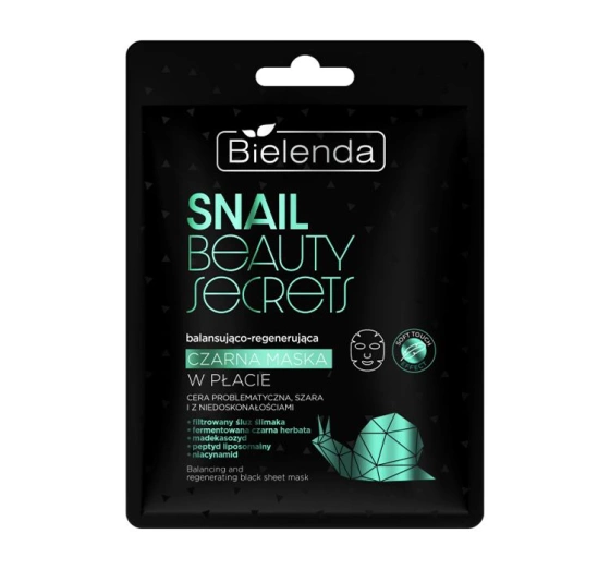 Bielenda Snail Beauty Secrets balansująco-regenerująca czarna maska w płacie
