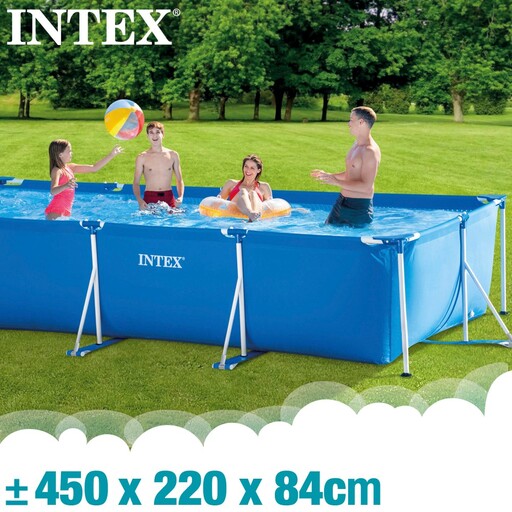 Intex stačiakampis vamzdinis baseinas su metaliniu rėmu ir filtro pompa