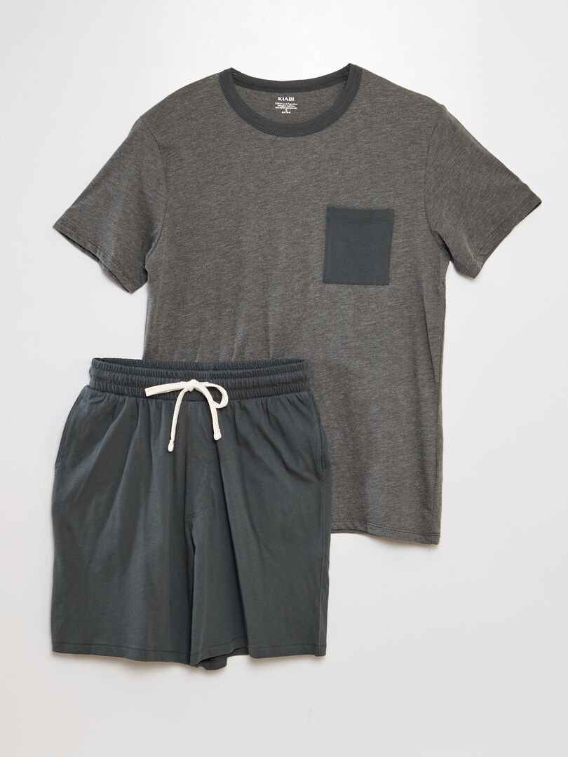 Korte katoenen pyjama - KHAKI