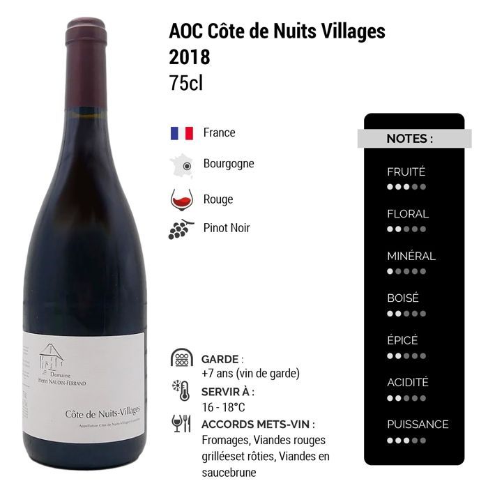 Domaine Naudin-Ferrand Côte de Nuits Villages 2018 – Burgunderrotwein (3x75cl)
