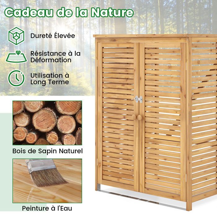 Copertura per bidone da giardino - RELAX4LIFE - 120 L - Legno di abete - Coperchio incernierato - Catena in metallo - Sportello con serratura