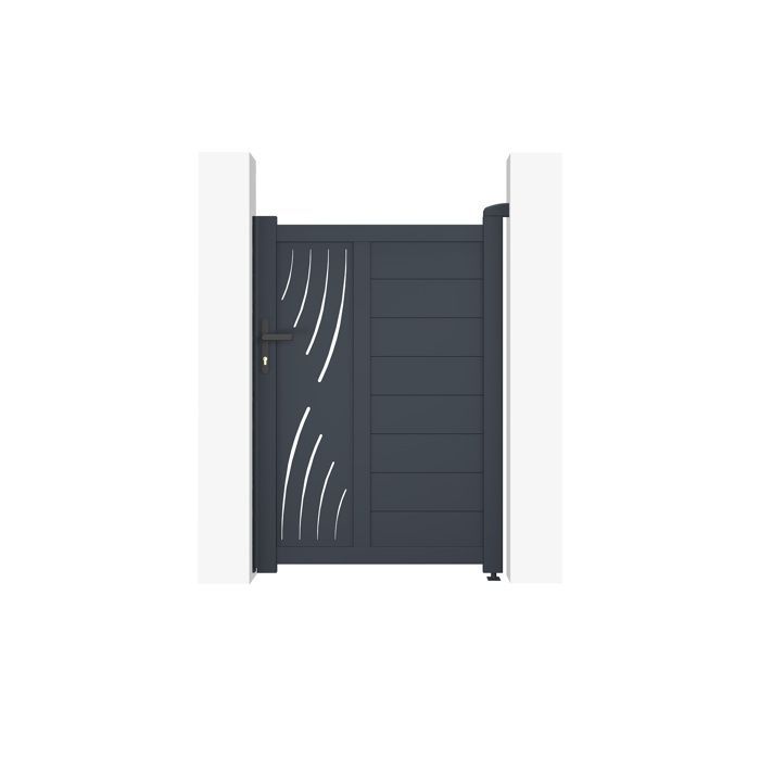 Puerta batiente y conjunto de puerta - Casanoov - VELETA - 3 m de altura (145 cm) / Puerta de 1 m de altura (145 cm) - Gris antracita - Aluminio