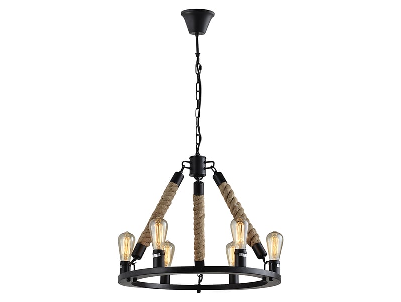 Lampa wisząca Garu 6-punktowa metalowa czarna