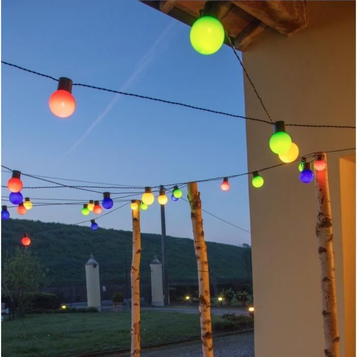 Guirnalda de luces solares LOTTI - 15 bombillas LED de Ø 5 cm - Multicolor - 8 m
