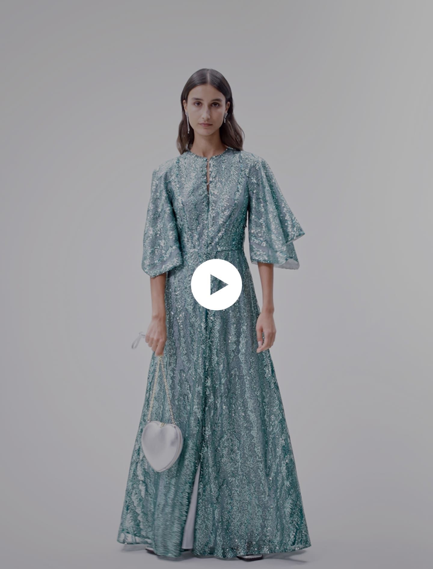 Lange jurk met pailletten - Groen