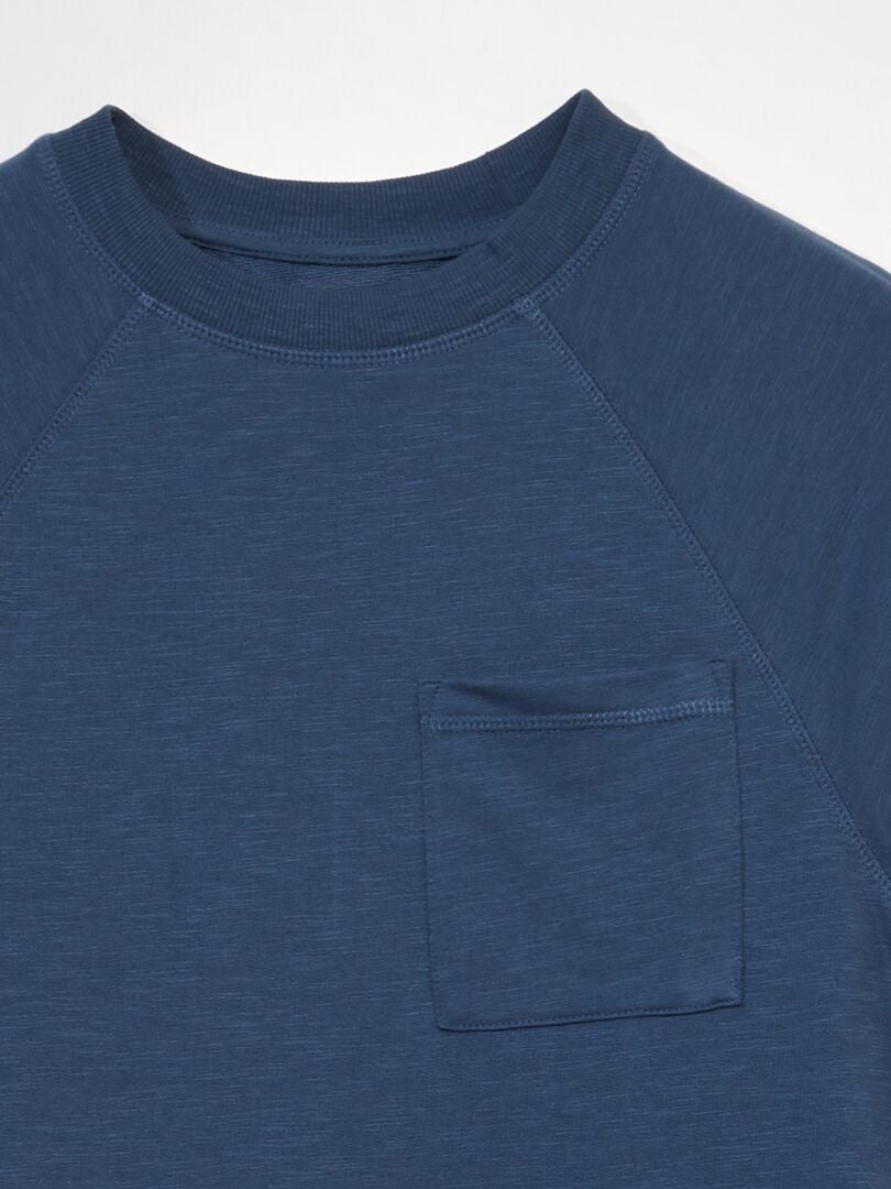 Camiseta de manga comprida de tecido grosso - PRETA
