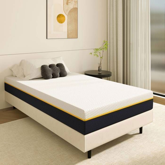 Colchón de 90x190 cm-17 cm, colchón doble de espuma para adultos, espuma viscoelástica con fibra de carbón de bambú.