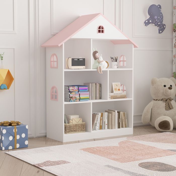 Librería infantil Vipsali, 107 x 83 x 30 cm, blanca