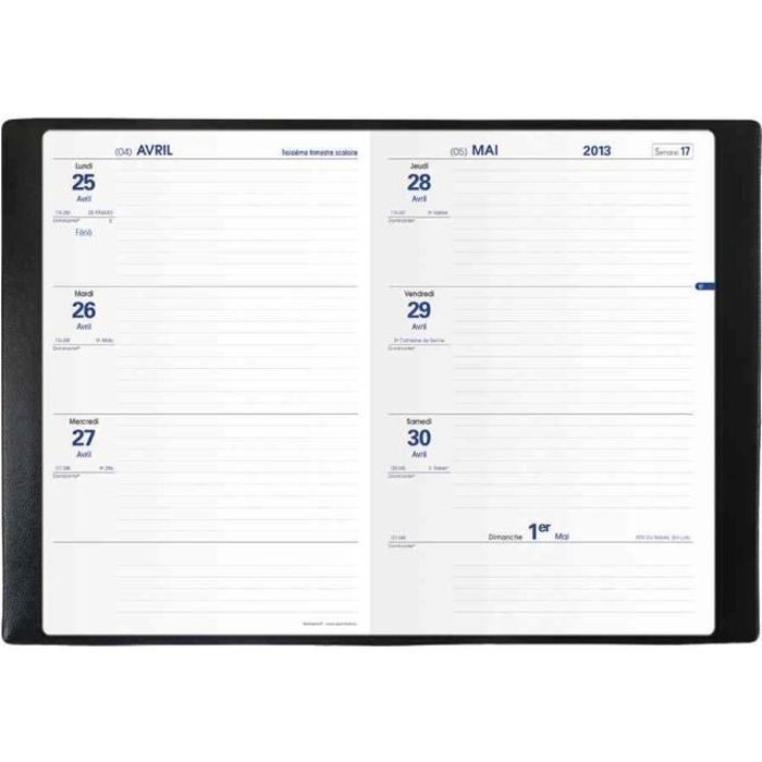 School planner - TEXTHEBDO - 2020-2021 - Textured plastic cover - 1 week per 2 pages - Black
