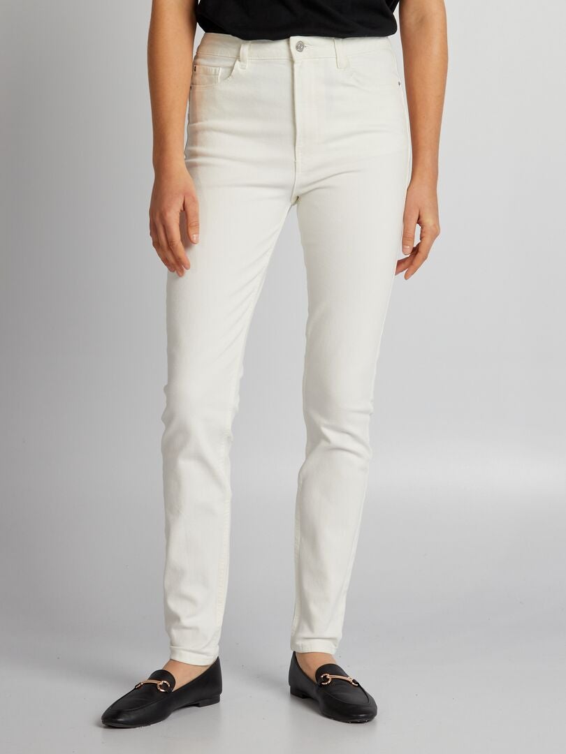 Calça jeans skinny de cintura alta - L32 - BRANCA