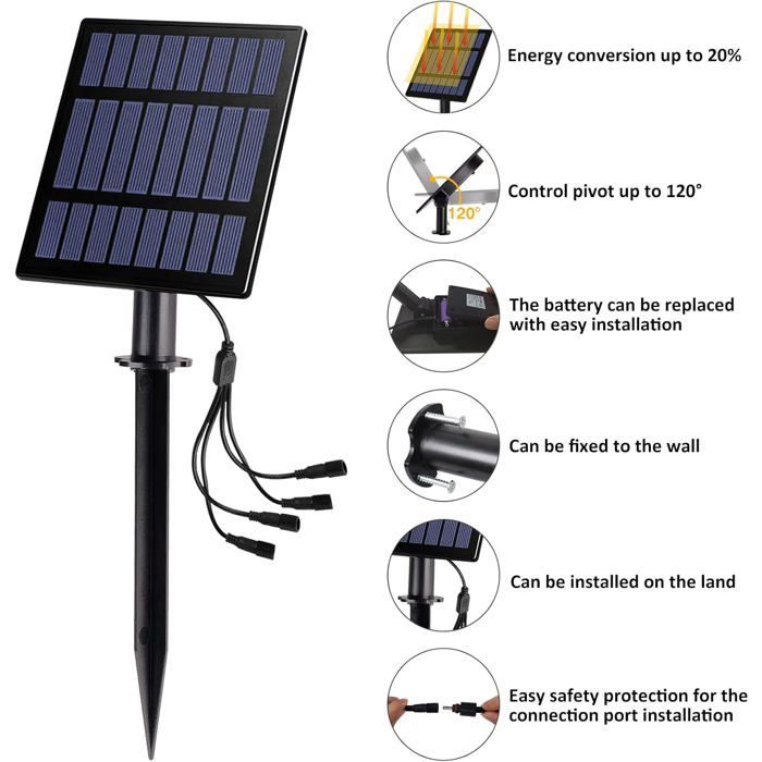 4-Piece Solar Spotlight Set, Waterproof 6000K LED Solar Floodlights with 12M Cable for Patio, Yard, Paths, Trees