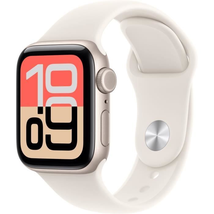Apple Watch SE 3 GPS + Cellular - 40mm - Boîtier Starlight Aluminium  - Bracelet Starlight Sport Band - S/M