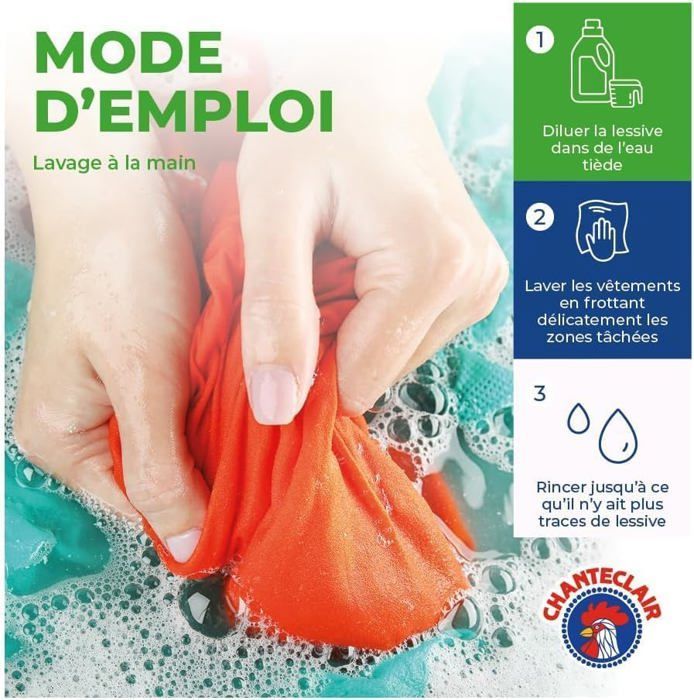 Lessive Liquide Concentrées Musc Blanc,Enrichie au Dégraissant,Ultra Détachantes et Efficaces aussi à Froid,40 lavages-1800 ml x 3