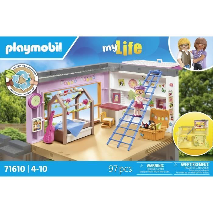 PLAYMOBIL 71610 Chambre d'enfant avec lit cabane, My Life Maison d'architecte, 97 pièces, Dès 4 ans