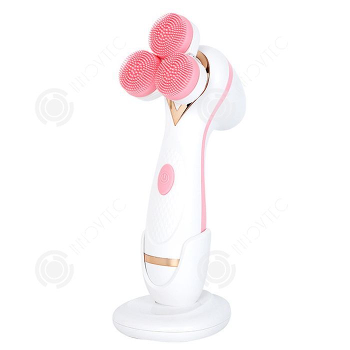 Cepillo de limpieza facial eléctrico INN de 1,2 W y 500 mAh con 4 modos de limpieza giratorios, carga USB y mango de silicona.