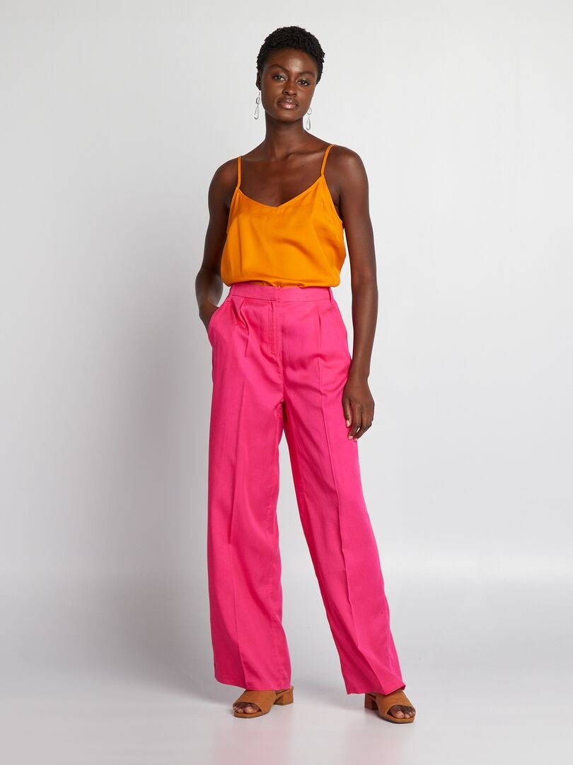 Effen wijde broek - ROZE
