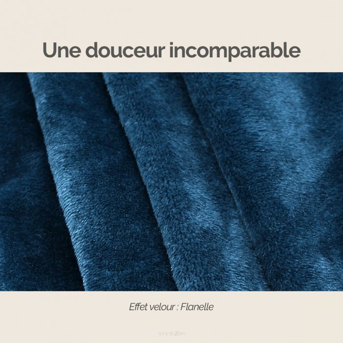 Coperta in pile integrale con maniche e tasca - Adulto 210 x 140 cm - Blu - Vivezen
