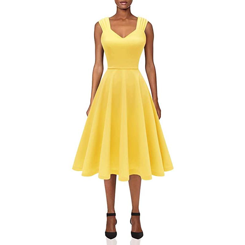 Robe de thé pour femme, idéale pour un cocktail vintage, robe trapèze sobre, pour l'église ou un bal de promo.