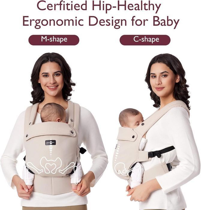 Momcozy Babytrage, ergonomische Babytrage, geeignet für Babys von 3,2 bis 20 kg, Weiß