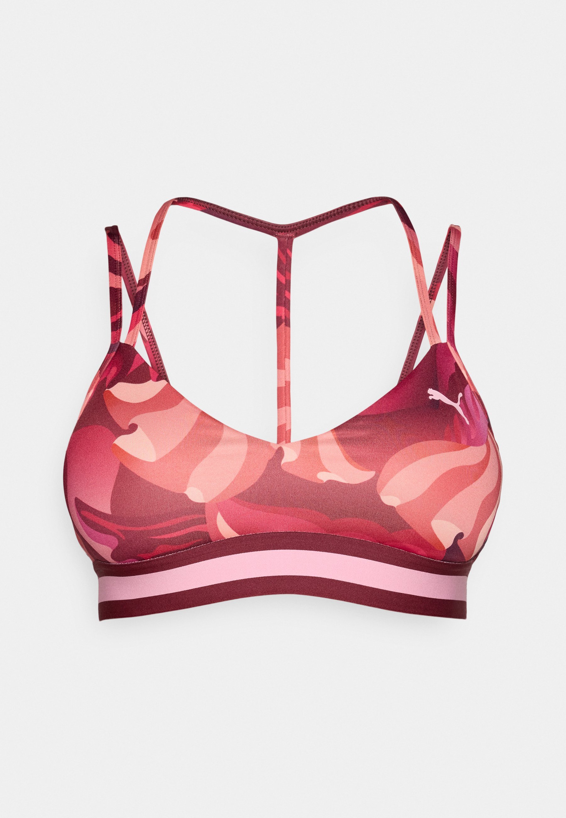 Puma FLORAL RIBBON STRAPPY BRA LOW - Sportbeha met lichte ondersteuning - robijnrode glans