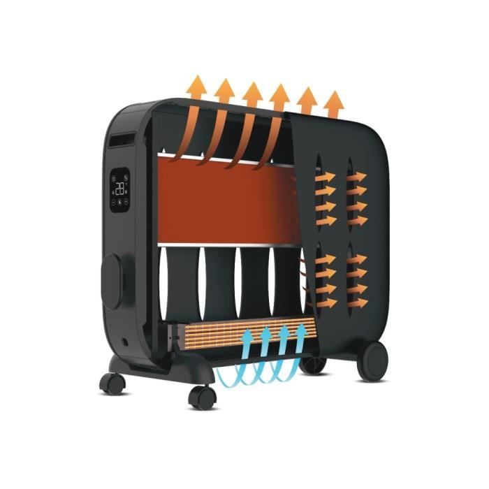 Radiador portátil CERAMDUO 1522 con calor suave, negro, 1500 W